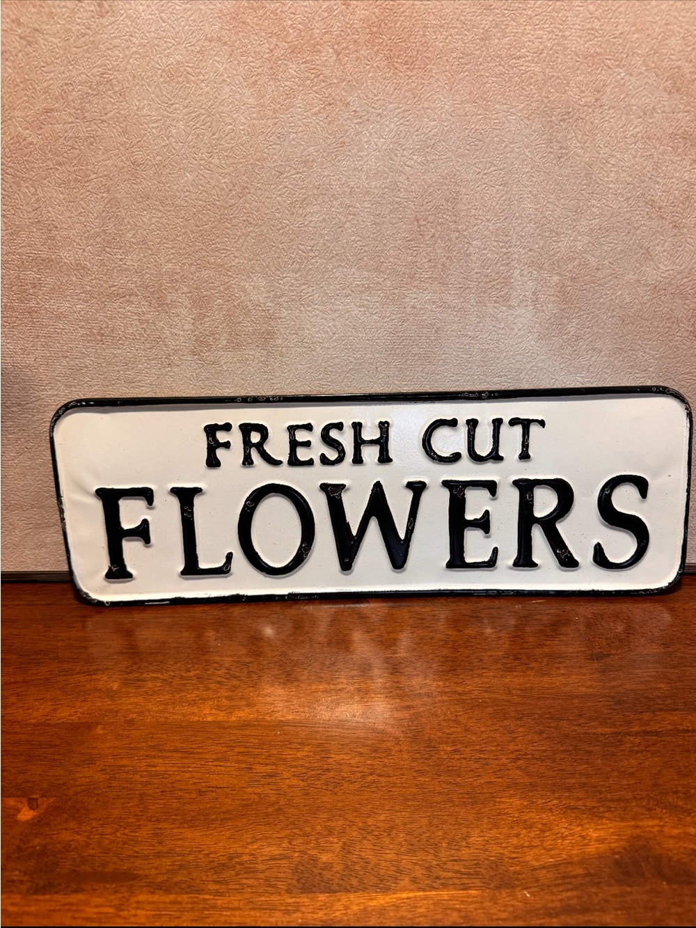 Fresh Cut Flowers Decorative Wall Sign - White and Black